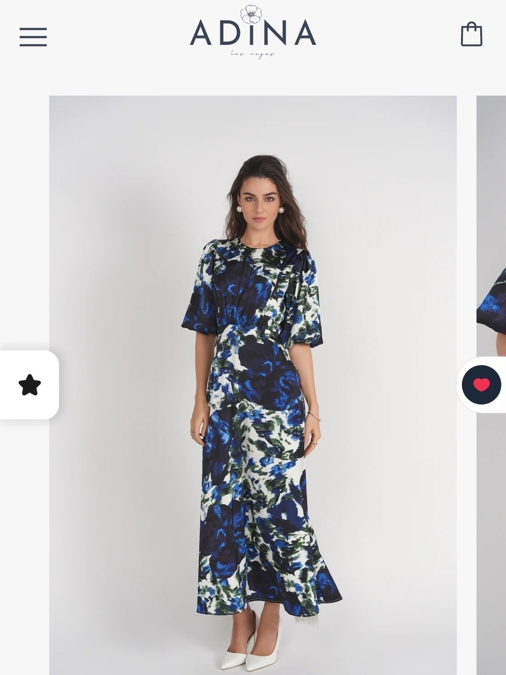 Adina Blue Floral Maxi Dress with Short Sleeves